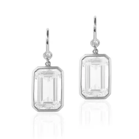 Emerald-Cut Quartz Earrings with Diamonds