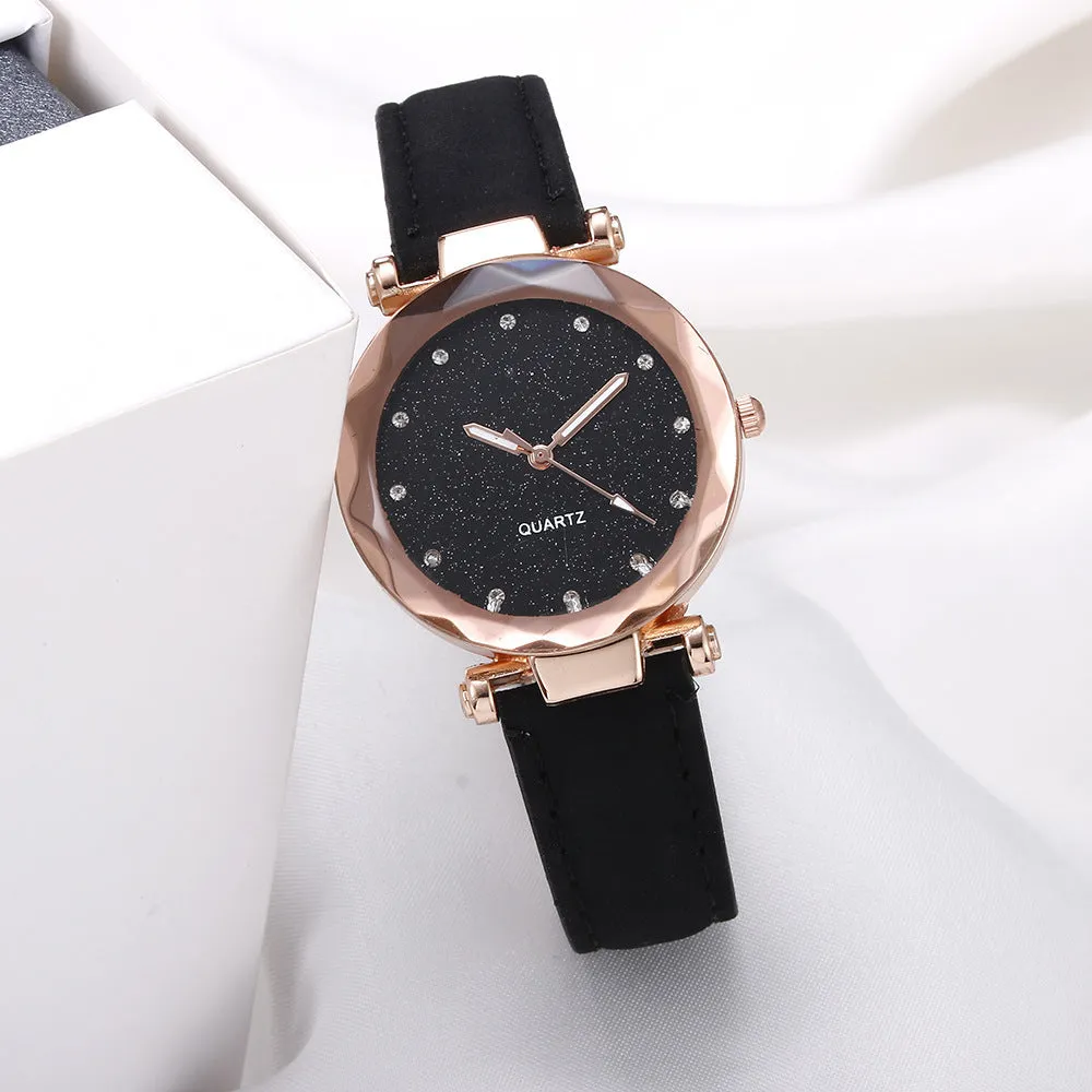 Empty Silver Pink Watch Women's Frosted Belt Quartz Watch Watch