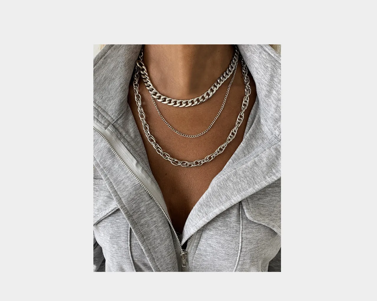 Exclusive Collection | Silver Link Necklace Multi Layer - The Park Avenue