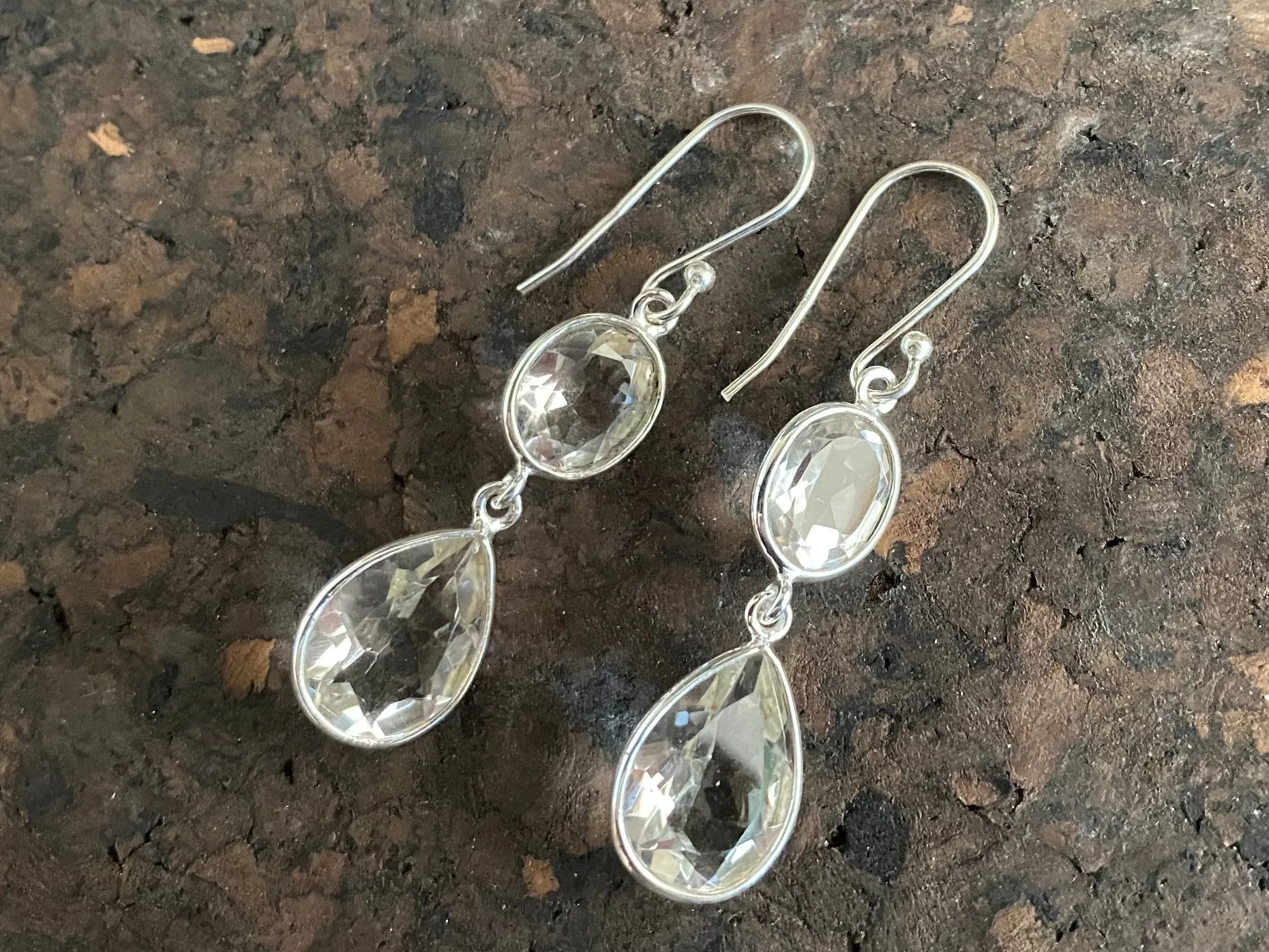 Faceted Drop Earrings - Smoky Quartz Or Clear Quartz