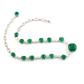 Faceted Emerald Rose Cut Diamond Beautiful Bridal Choker Necklace In 18k White Gold For Her