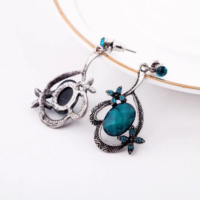 Fashion Retro Sapphire Female Pendant Earrings Charms Fashion Vintage Earrings