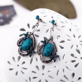 Fashion Retro Sapphire Female Pendant Earrings Charms Fashion Vintage Earrings