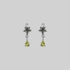 FERONIA. Ivy Leaf Peridot Stud Earrings - Silver