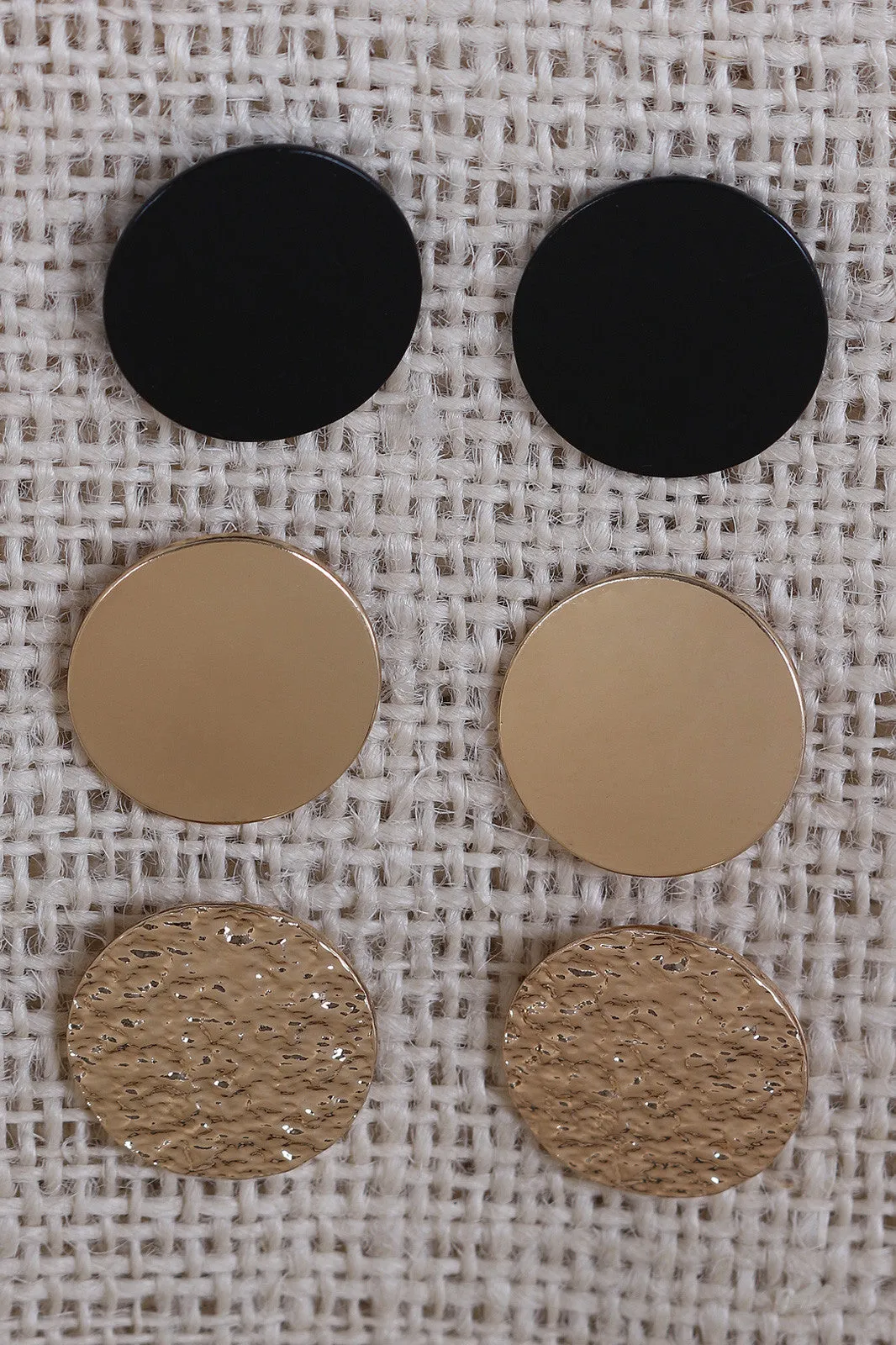 Flat and Hammered Circular Earring Set