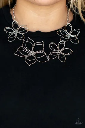 Flower Garden Fashionista - Silver Necklace - Paparazzi Accessories