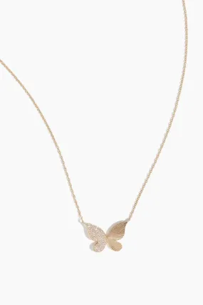 Fluted Butterfly Necklace in 14k Yellow Gold