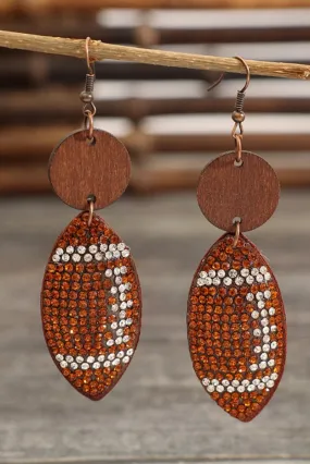 Football Rhinestone Dangle Earrings