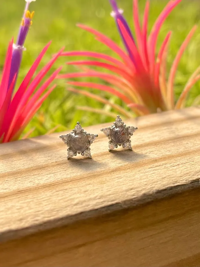 Garden Quartz with Rutile Crystal Earrings