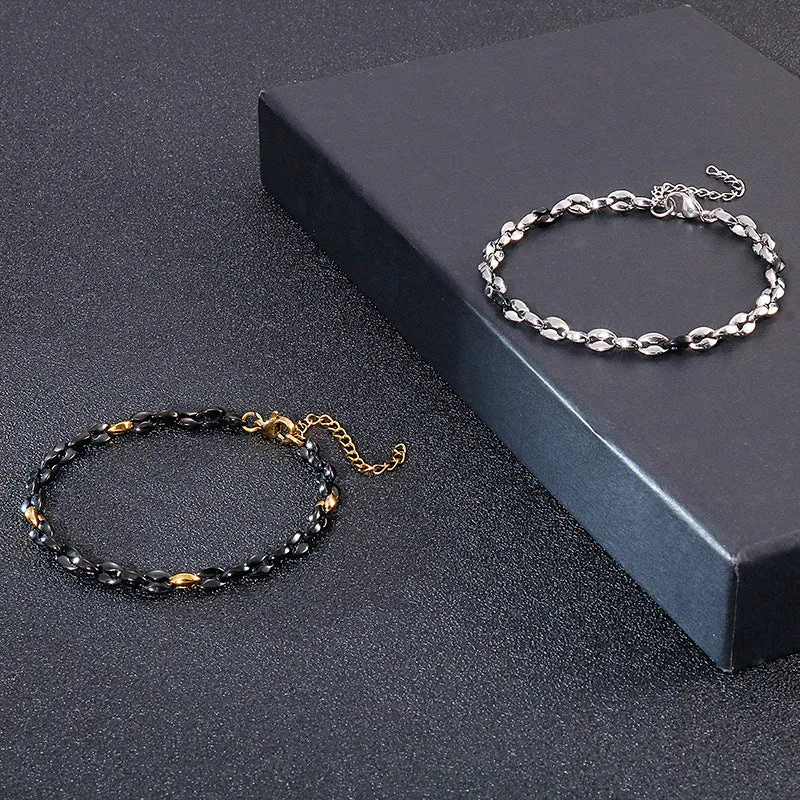 Geometric Titanium Steel Bracelet for Men and Women with Adjustable Chain