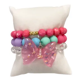 Girls Bracelet Stack - Ribbons and Bows - Dancing Queen