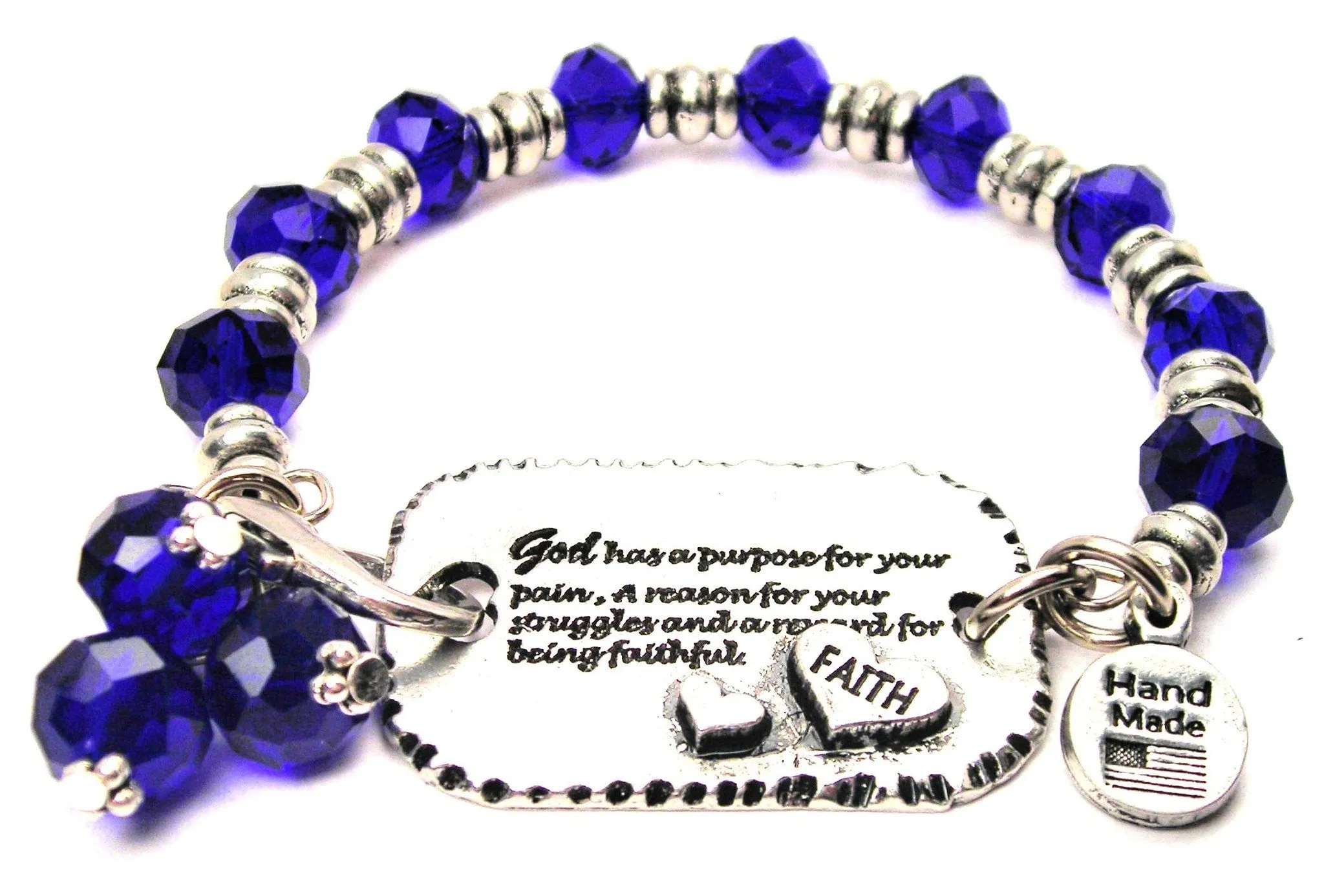 God Has A Purpose For Your Pain A Reason For Your Struggles And A Reward For Being Faithful Pewter Expression Armor Pewter Crystal Bracelet