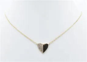 Gold Chain with Rhinestone and Gold .5" Heart 16"-18" Necklace