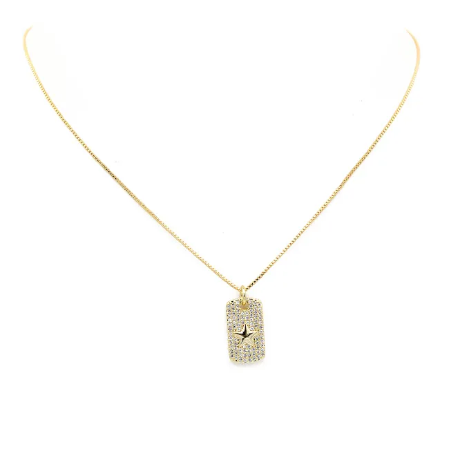 Gold Filled Cubic Zirconia Starburst Pendant Necklace