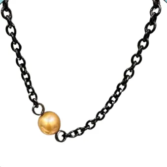 Gold Freshwater Pearl Silver & Rhodium Chain Necklace - 92.5 inch