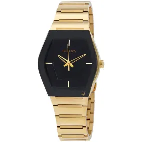 Gold-Tone Men's Watch with Quartz Black Dial