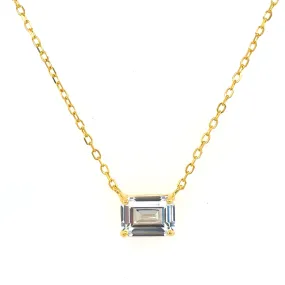 Golden Horizontal Emerald Cut Cz Pendant