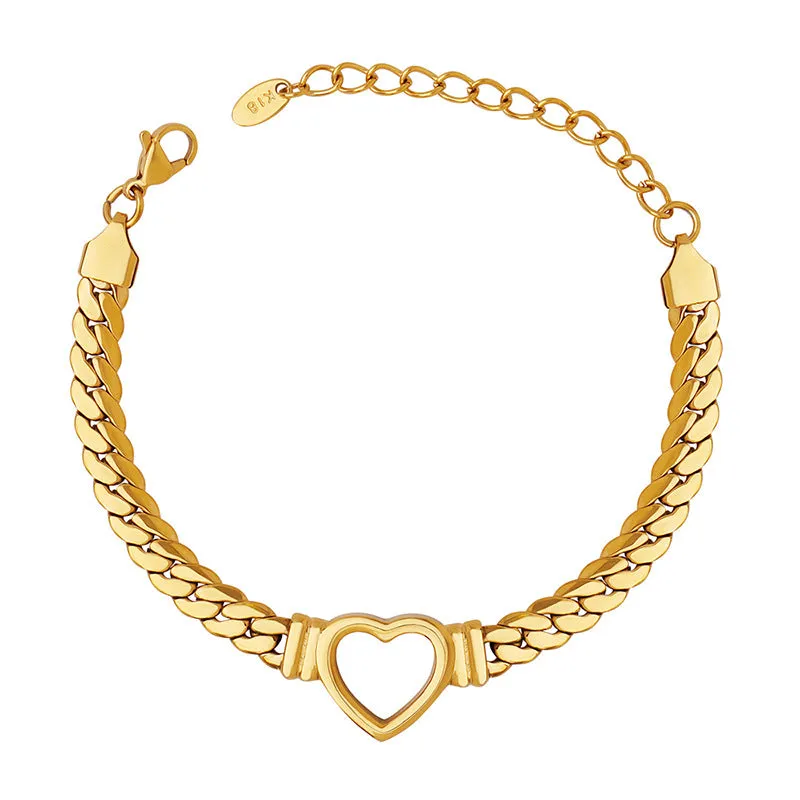 Golden Love Hollow Bracelet - Stylish Titanium Steel Hand Jewelry