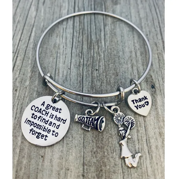 Great Cheer Coach is Hard to Find Charm Bangle Bracelet