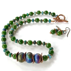 Green Acres: 18" Lampwork Glass Beads