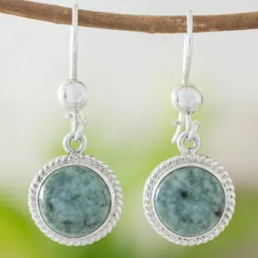 Green Jade Moon Dangle Earrings