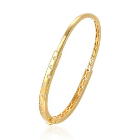 Gypsy Set Diamond & Yellow Gold Oval Bangle