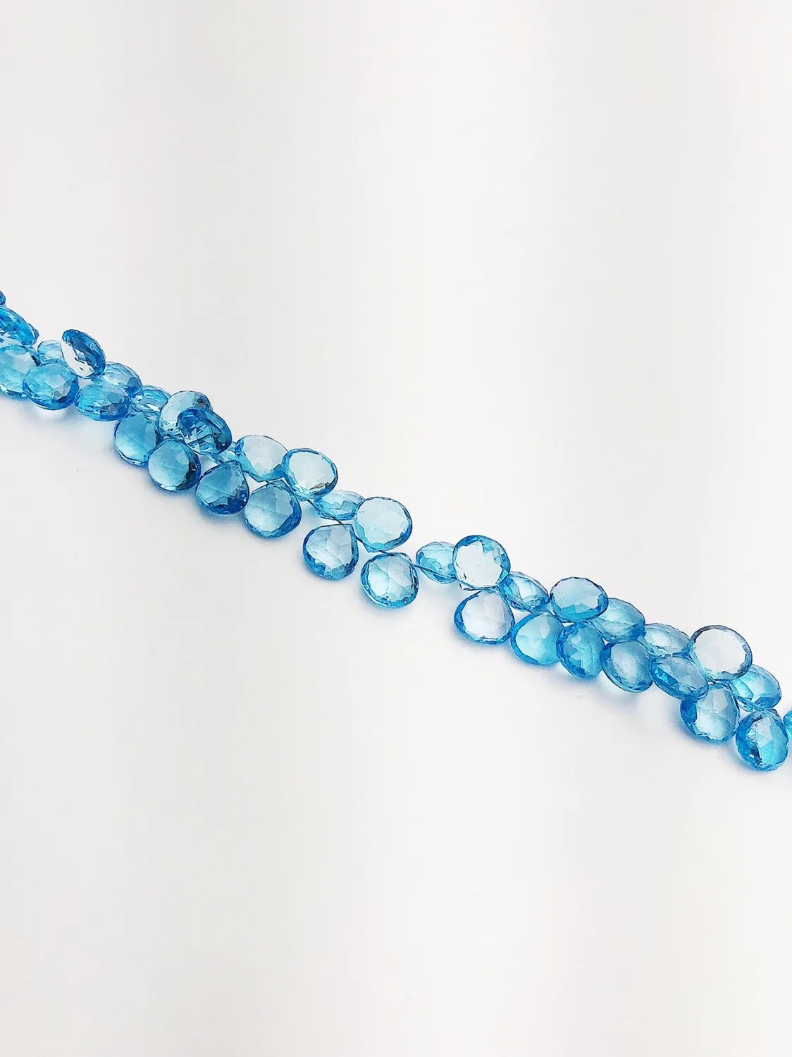 HALF OFF SALE - Swiss Blue Topaz Flat Faceted Round Gemstone Beads, Full Strand, Semi Precious Gemstone, 8"