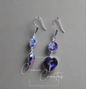 Heart & Circle Tanzanite Dangle Earrings in .925 Sterling Silver Handmade Artisan Jewelry