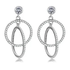 High polished (no plating) Stainless Steel Earrings with AAA Grade CZ in Clear for Women Clear Stone Color Style DA100