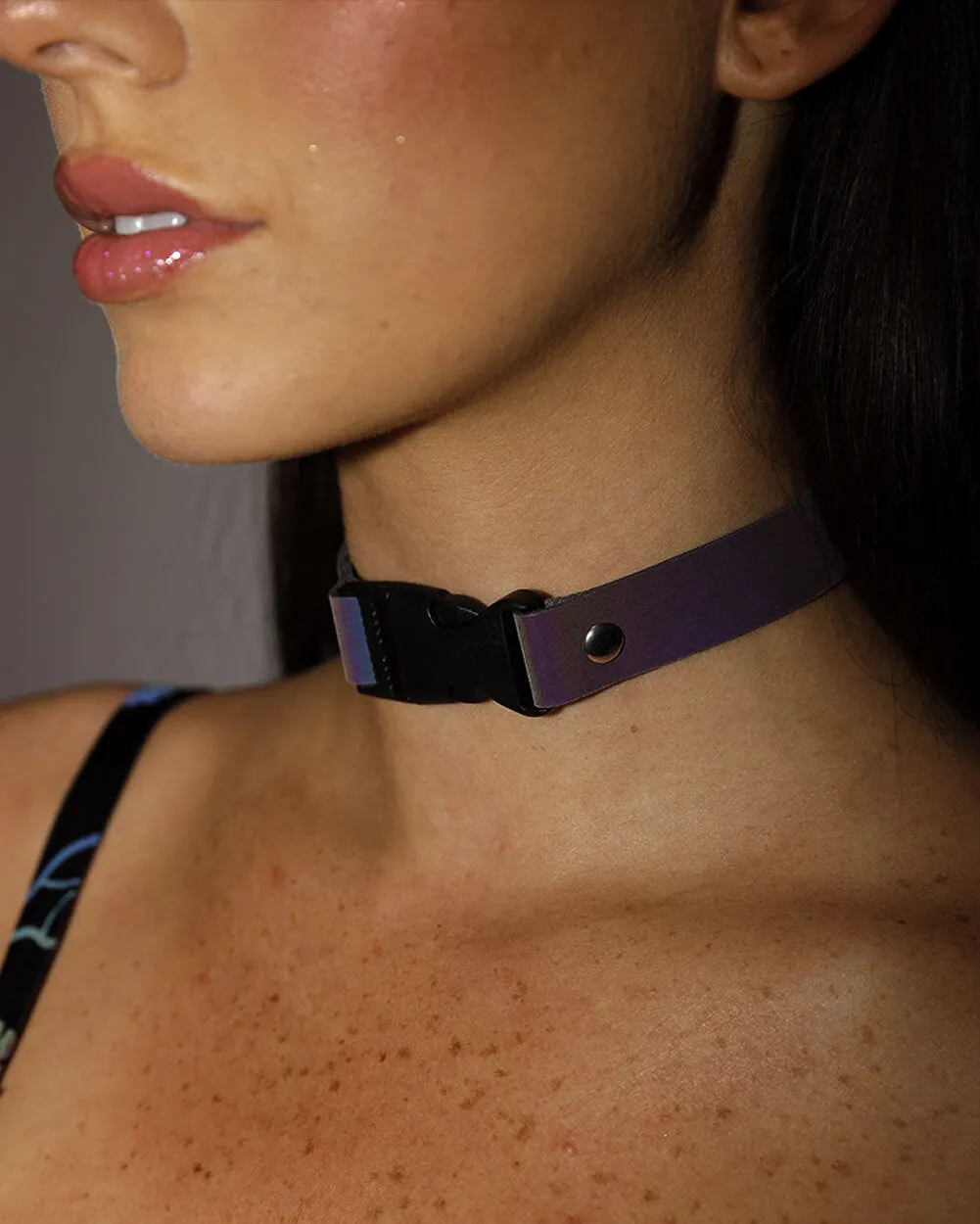 High Voltage Rainbow Reflective Speed Clasp Choker