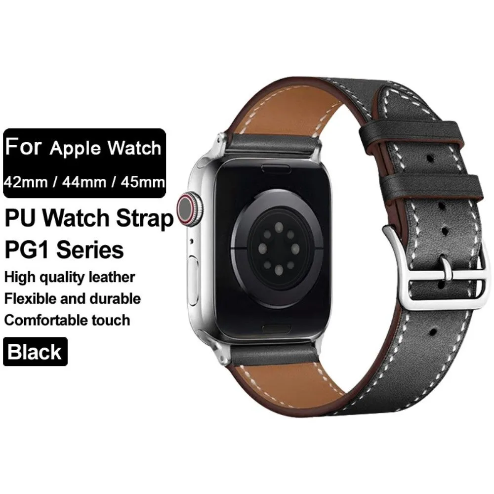 IMAK Apple Watch (45mm) PG1 series leather watch strap - Black