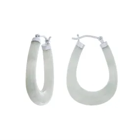 Jade Oval Hoop Earrings in Sterling Silver