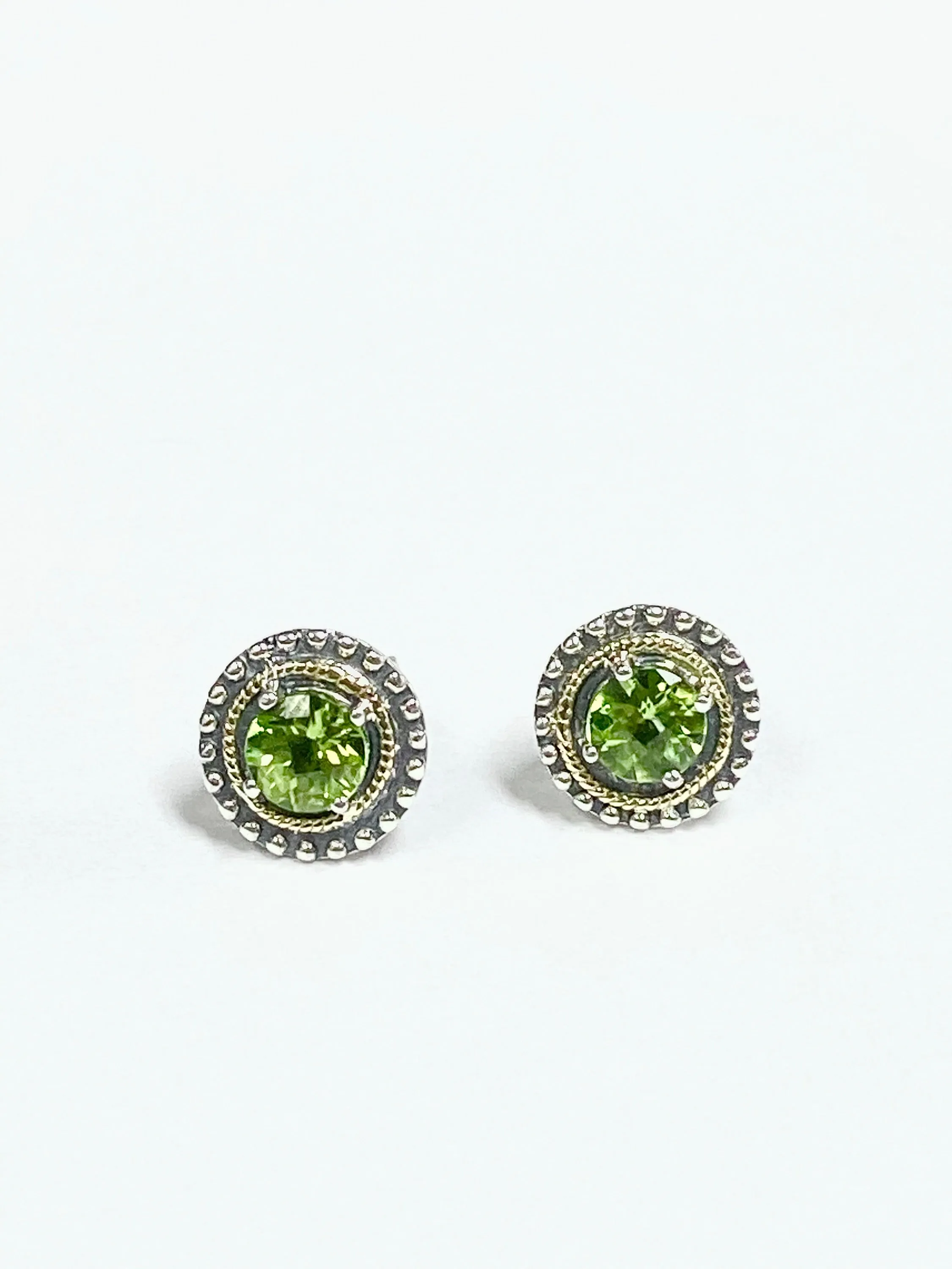 Jeanex Sterling Silver and 18K Yellow Gold Peridot Earrings (93691)