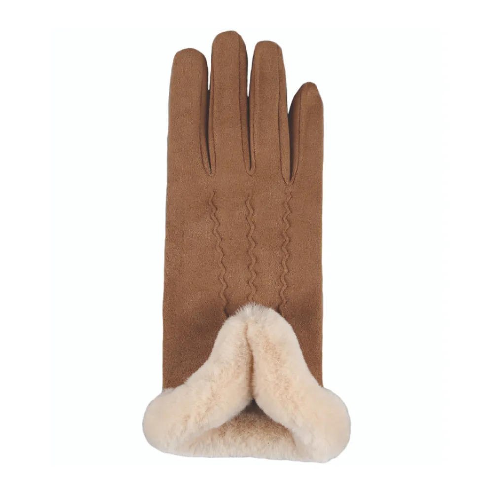 Jeanne Simmons Accessories Faux Suede With Cuff Camel Gloves (Women's)