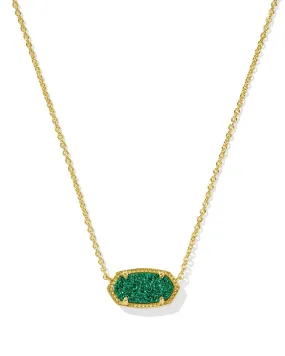 Kendra Scott Elisa Short Pendant Necklace - Gold & Emerald Drusy