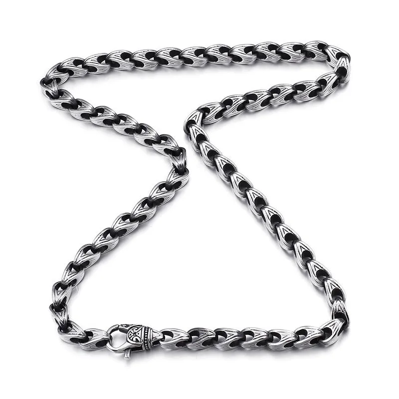 Korean Men's Trendy Titanium Steel Chain Jewelry - Bracelet and Necklace Set