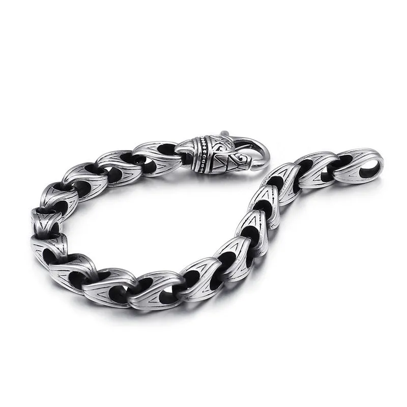 Korean Men's Trendy Titanium Steel Chain Jewelry - Bracelet and Necklace Set