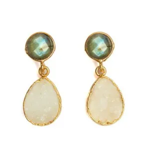 Labradorite & White Druzy Earrings