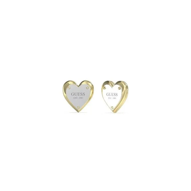 Ladies 12mm Heart Lock Stud Earrings UBE04209YGRH