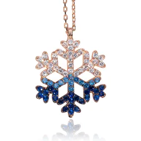 LADORIN Snowflake Necklace - 925 Sterling Silver Necklace with Special Wooden Gift Box