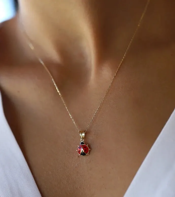 Ladybug Necklace Gold Plating