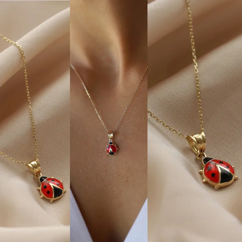 Ladybug Necklace Gold Plating