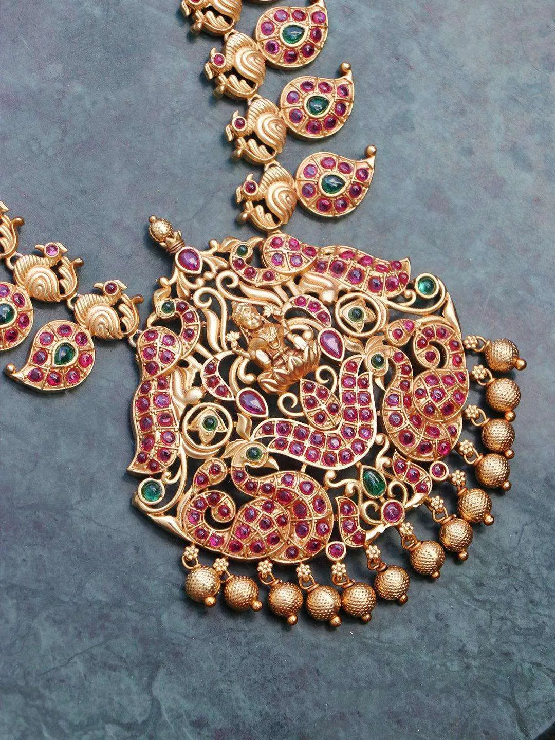 Lakshmi And Peacock Intricated Bridal Necklace Set