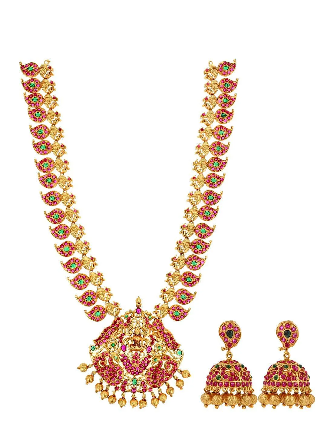 Lakshmi And Peacock Intricated Bridal Necklace Set