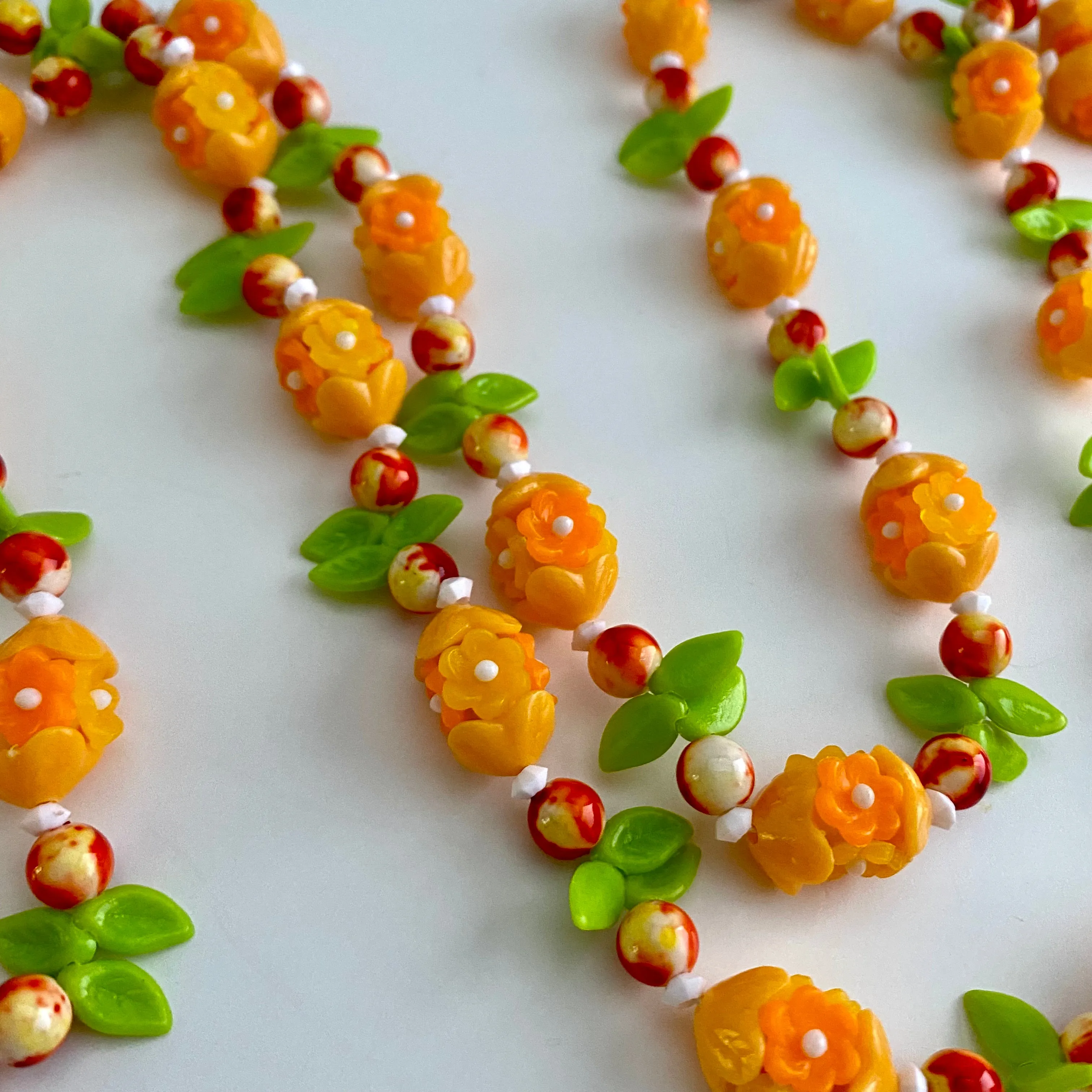 Late 60s/ Early 70s Orange Novelty Bead Necklace