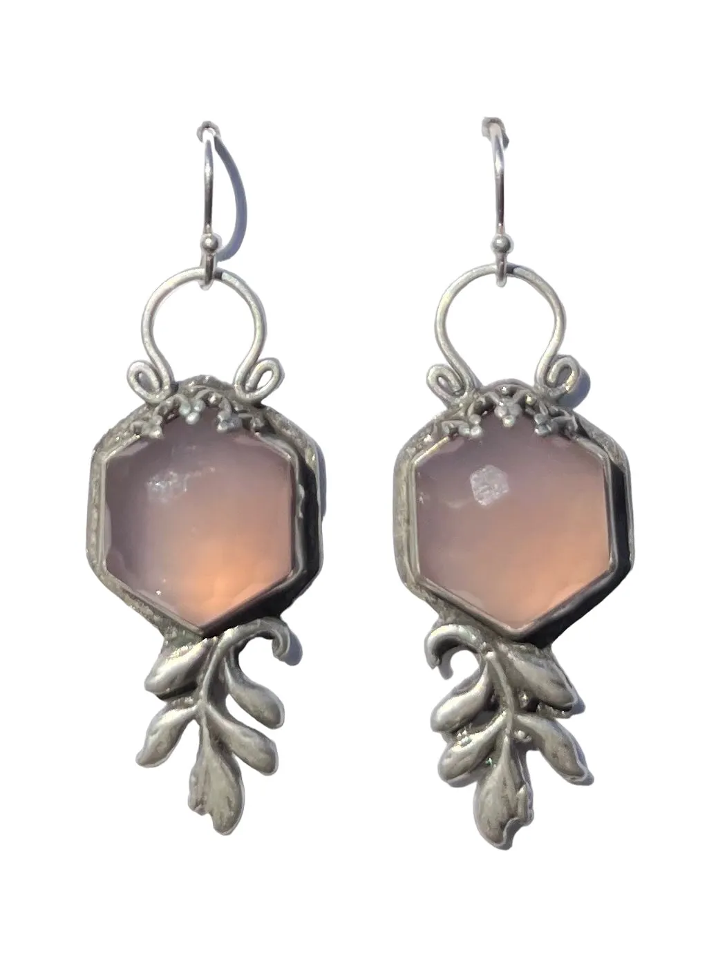 Lavender Chalcedony Hexagon Earrings