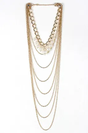 Layered Chains and Pearls Necklace