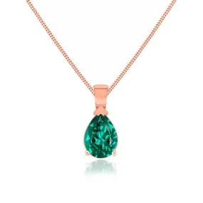 LUCINDA - Pear Emerald 3 Claw Pendant 18k Rose Gold