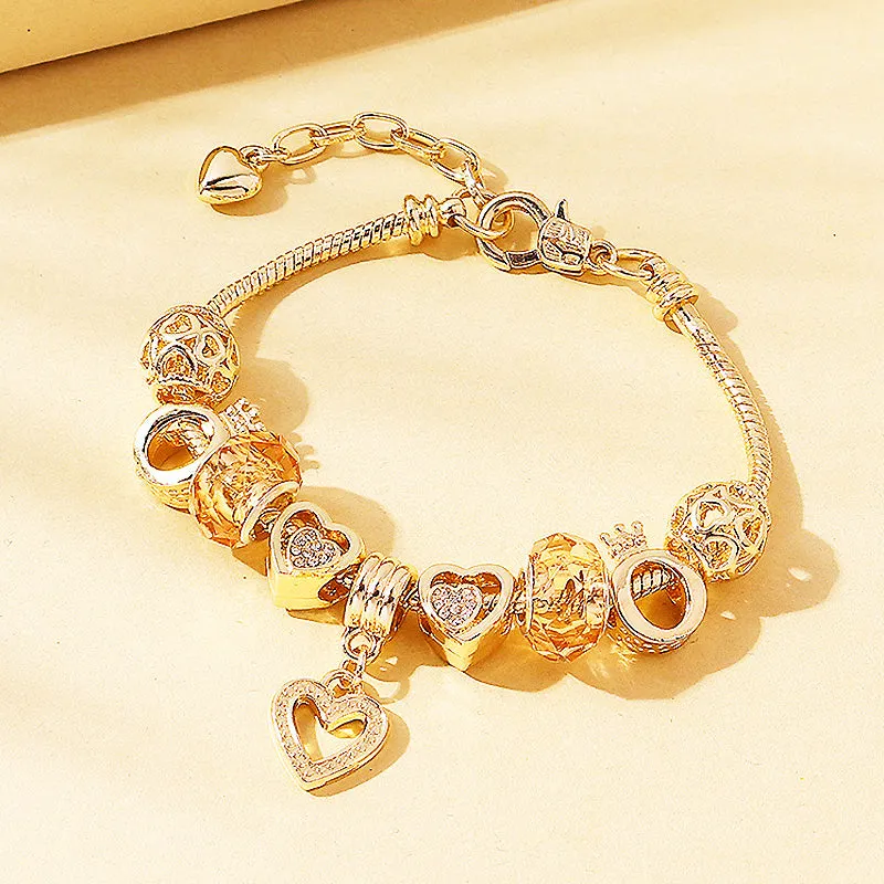 Luxe6100 - Peach Heart Charm Bracelet