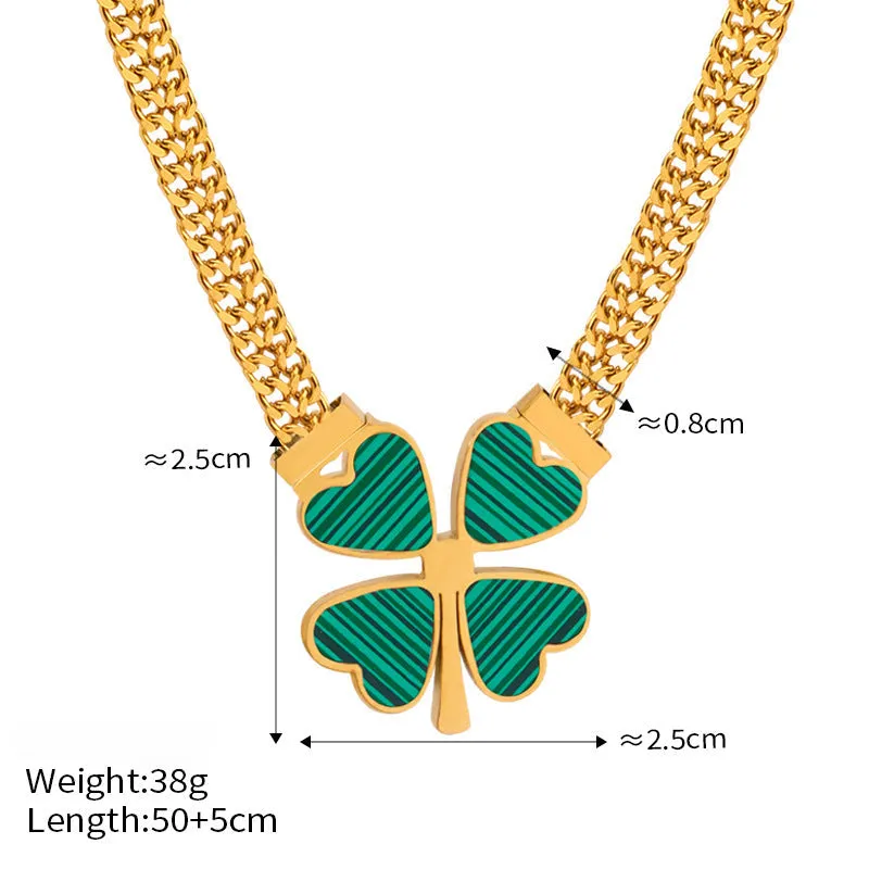 Luxury Four Leaf Clover Necklace Bracelet Earrings Set